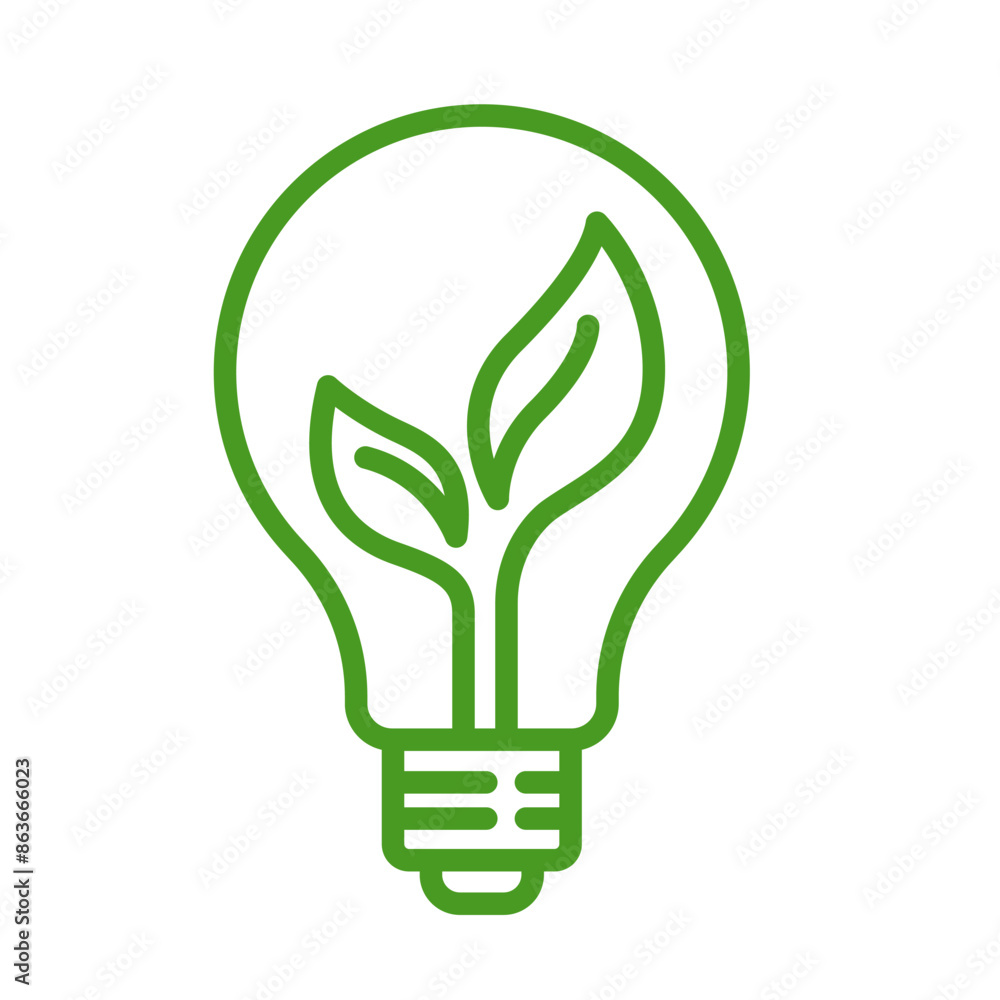 Save energy symbol. Energy icon with green leaf. Eco friendly, environmentally. Eco icon. Vector illustration.