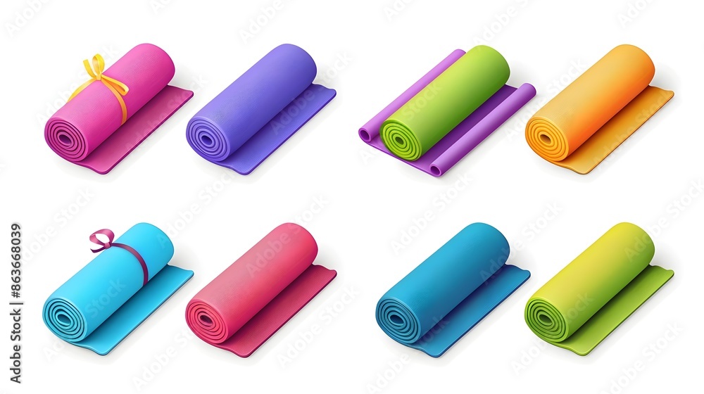 Yoga Mat Icon Isolated on White Background for Fitness and Wellness Concepts Yoga Mat Icon Isolated on White Background for Fitness and Wellness Concepts