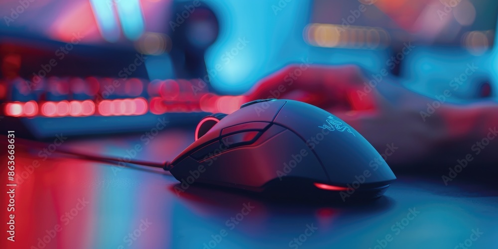 Image of a sleek, black mouse placed centrally on a minimalist blue surface. The design emphasizes simplicity and functionality, appealing to modern aesthetics. Image of a sleek, black mouse placed centrally on a minimalist blue surface. The design emphasizes simplicity and functionality, appealing to modern aesthetics.