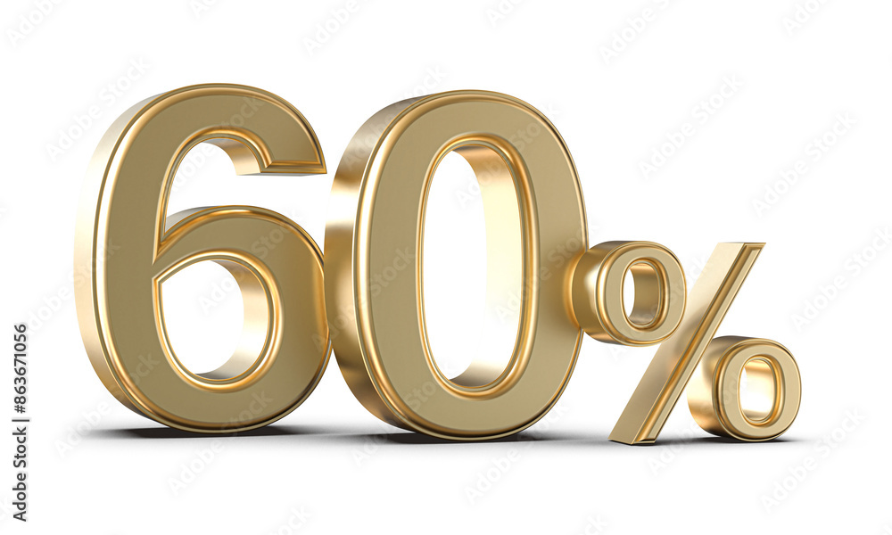 60 Percent Off Sale Gold Number 3D Render 60 Percent Off Sale Gold Number 3D Render