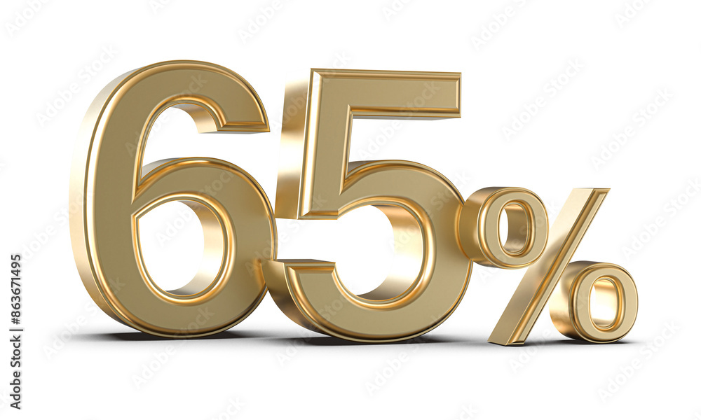 65 Percent Off Sale Gold Number 3D Render