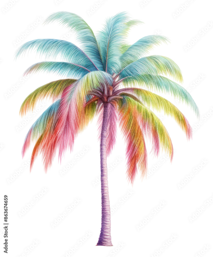 Fototapeta premium PNG Palm tree plant white background tranquility.