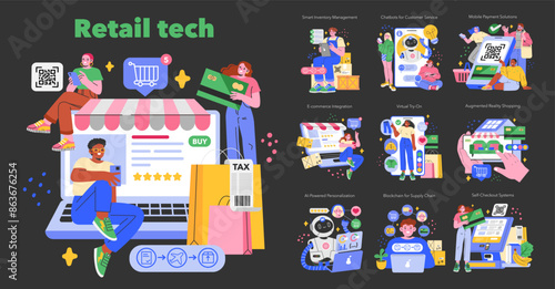Retail Tech. Flat Vector Illustration