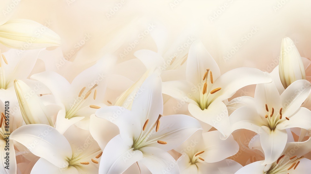 Fototapeta premium Closeup of white beautiful blooming lilies