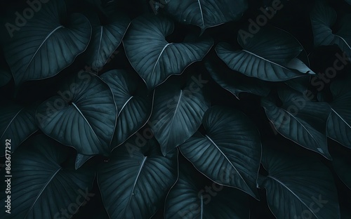 Abstract green leaf texture, nature background, tropical leaf