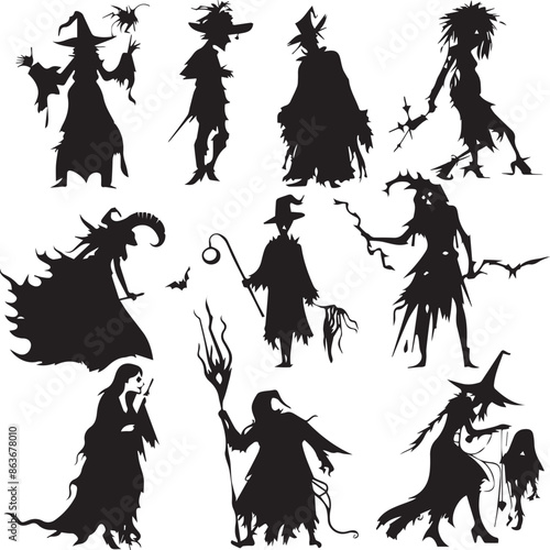 Men Portrait Modern Black Silhouette Design Elements