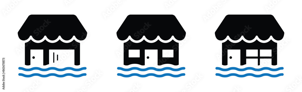 Flooding build set icon, vector illustration Flooding build set icon, vector illustration