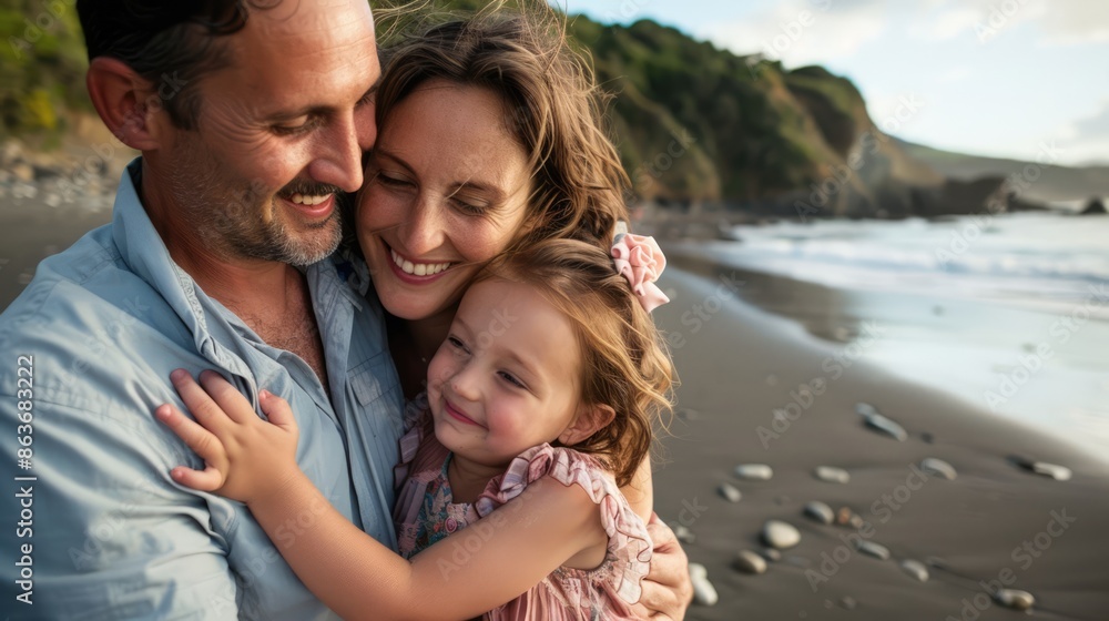 happy family relax on beach vacation happy family relax on beach vacation