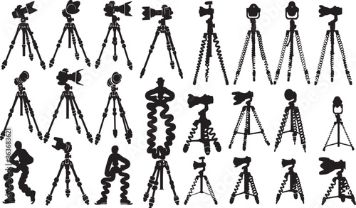 Tripod Versatile Black Silhouette Vector Series