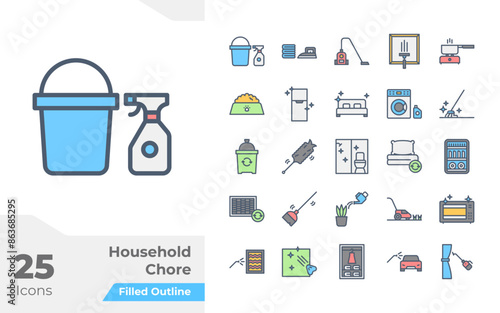 Household Chore Filled Color Icons