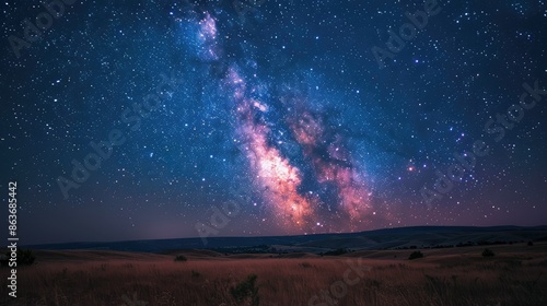 Colorful milkyway galaxy night stars landscape