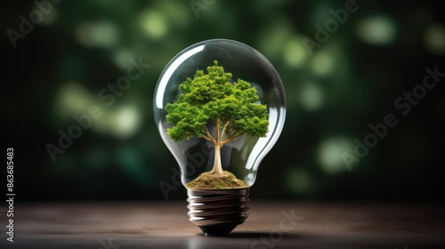 Energy Efficient Lightbulb With Small Tree