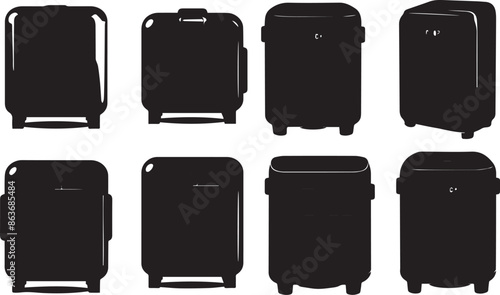 Luggage Travel Bag Abstract Silhouette Vector Graphics Pack