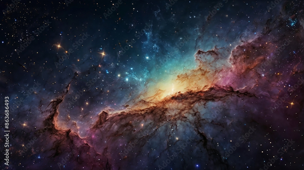 Fototapeta premium High definition star field background. Colorful space stars shine