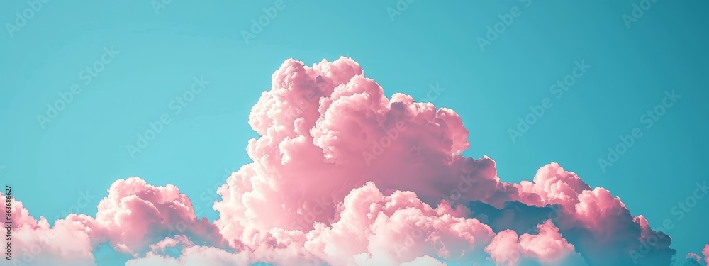 A pink cloud against a blue sky background A pink cloud against a blue sky background