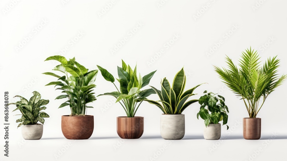 potted plants for the interior on white background. potted plants for the interior on white background.