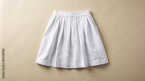 Crisp, isolated white skirt against a clean background, showcasing casual summer fashion, ideal for e-commerce or advertising purposes in a modern, minimalist style.