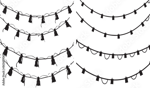 Fairy Lights Versatile Black Silhouette Vector Series