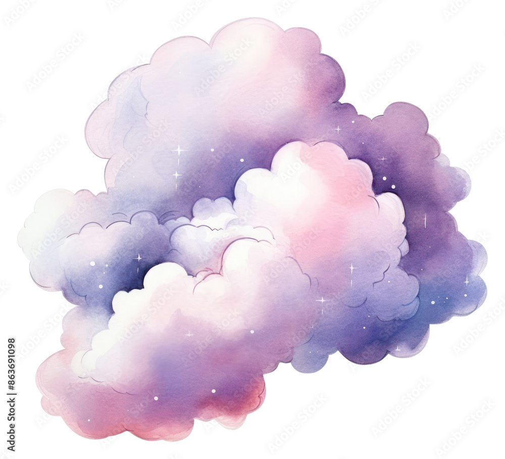 PNG Cloud in Watercolor style nature sky white background. PNG Cloud in Watercolor style nature sky white background.