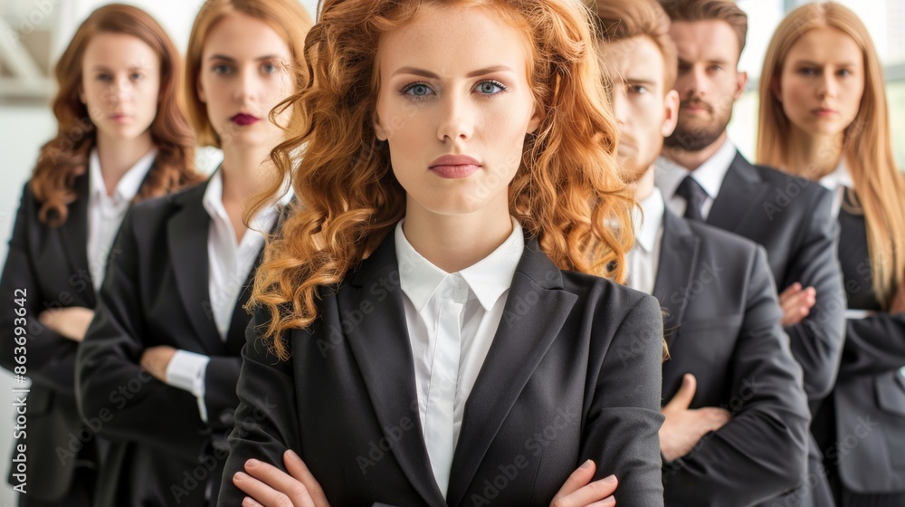 Confident businesswoman leading team of professionals Confident businesswoman leading team of professionals