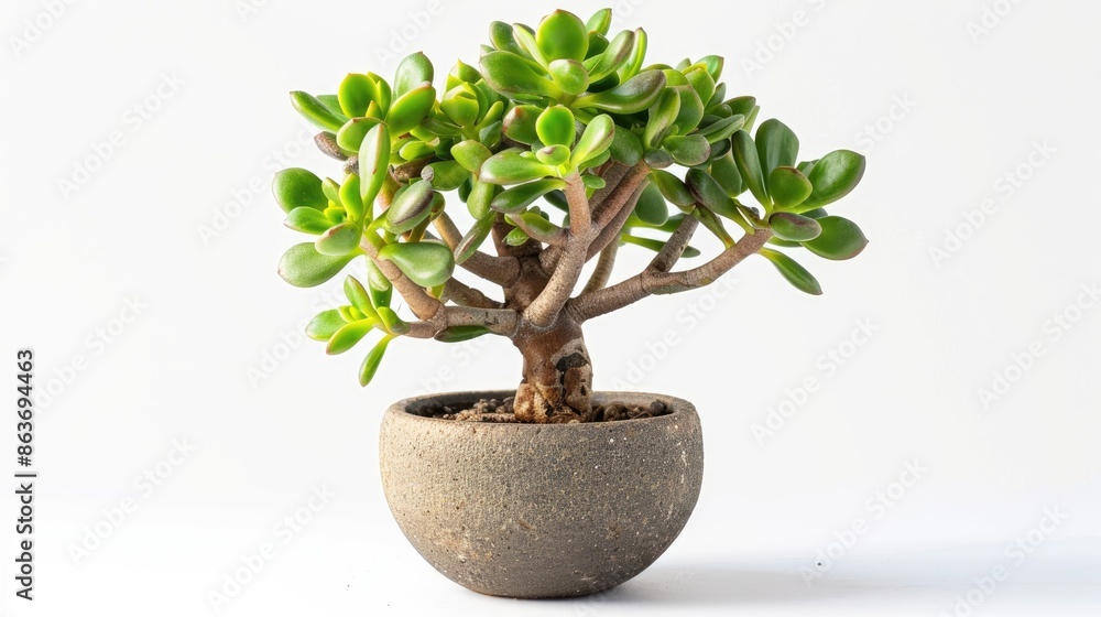 Succulent plant known as money tree Crassula ovata studio shot on white background Succulent plant known as money tree Crassula ovata studio shot on white background