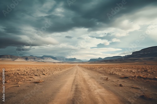 Gauzy Horizons Desert Roads Under Stormy Clouds.jpeg