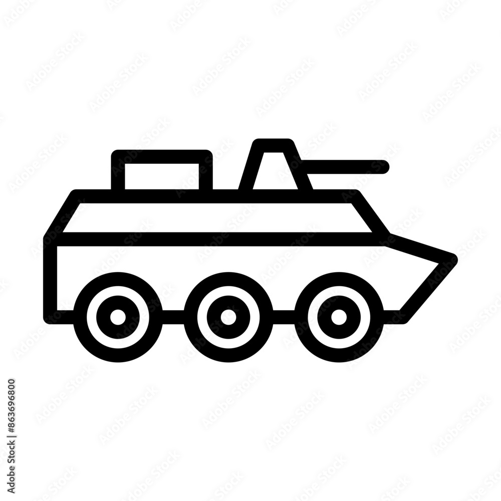 Amphibious vehicle Vector Line Icon Design Amphibious vehicle Vector Line Icon Design