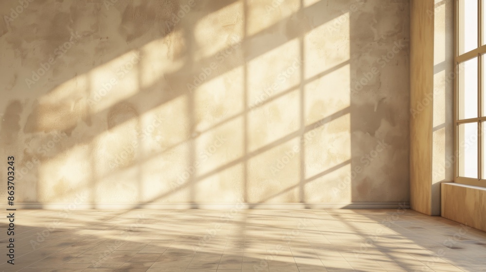 Window light shadow on wall. Interior background illustration generated by ai Window light shadow on wall. Interior background illustration generated by ai