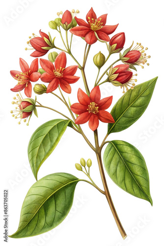 Sandalwood isolated on white and transparent background, old botanical illustration. PNG