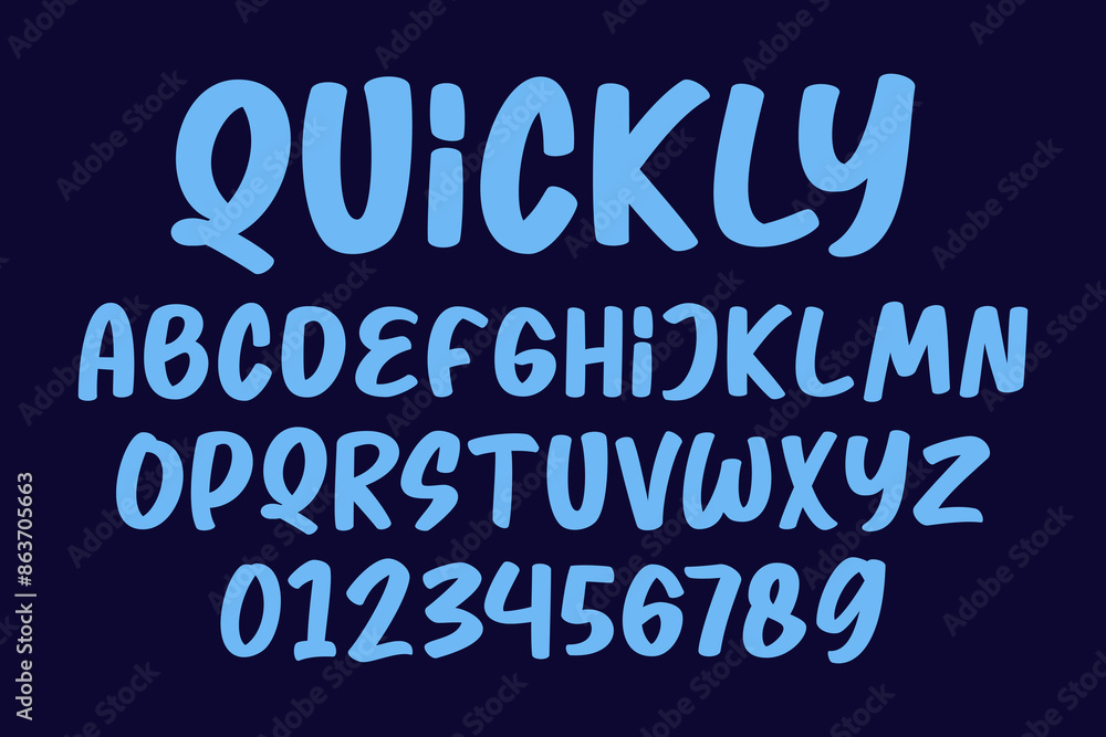 Brush quickly script font handmade typography, alphabet letters and numbers vector illustration Brush quickly script font handmade typography, alphabet letters and numbers vector illustration