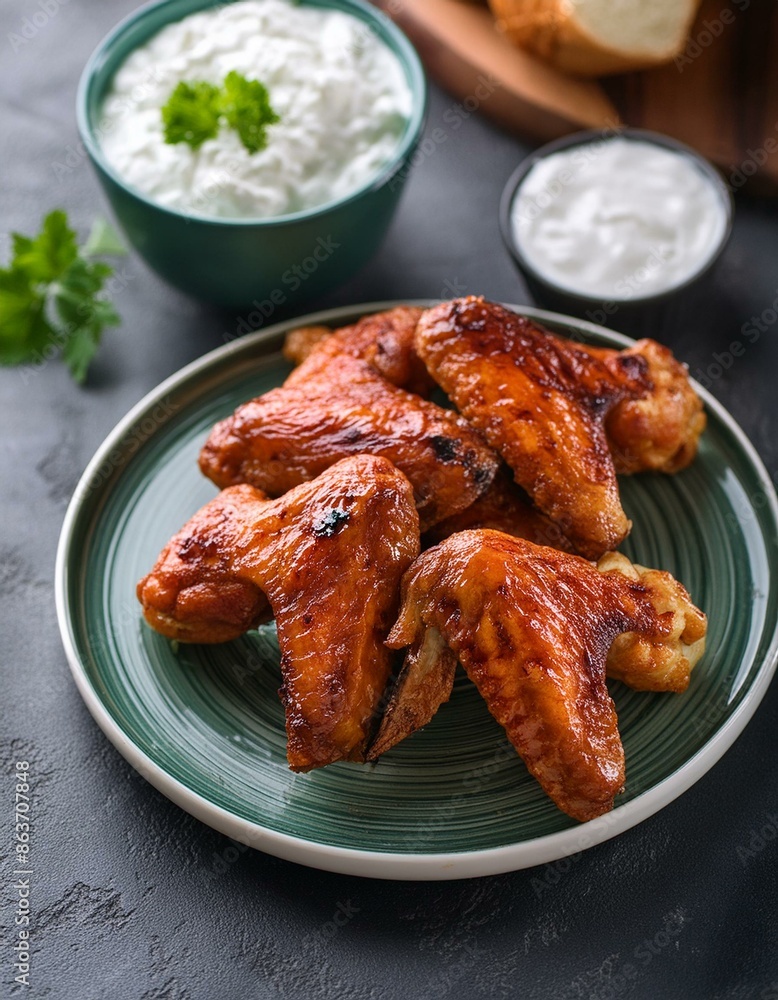 crispy baked chicken wings selective focus crispy baked chicken wings selective focus