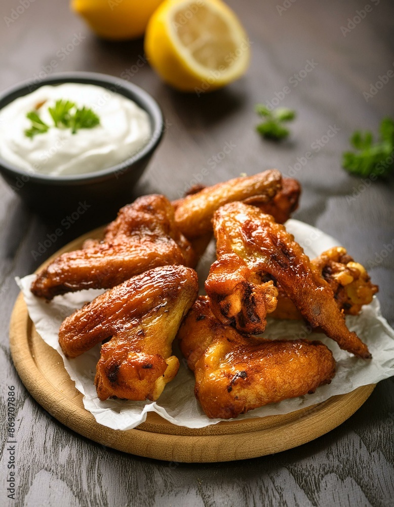 crispy baked chicken wings selective focus crispy baked chicken wings selective focus