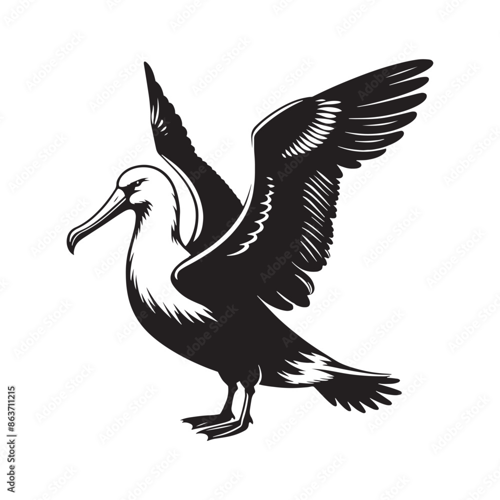 Fototapeta premium Albatross profile silhouette - minimallest albatross vector 