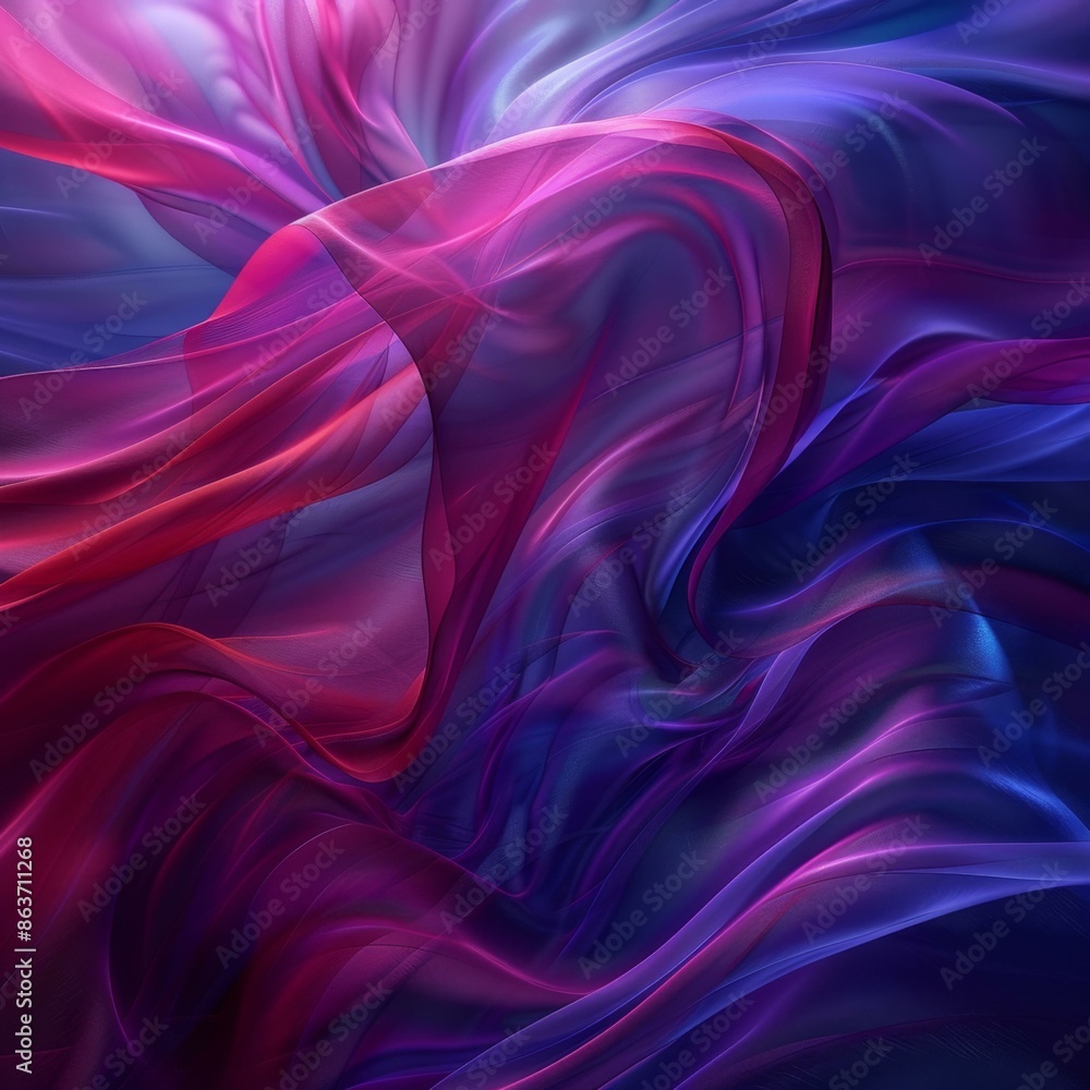 Obraz premium Abstract Digital Artwork with Flowing Pink and Purple Streams