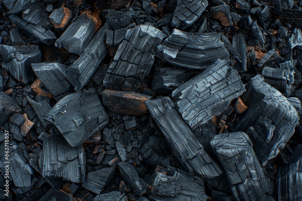 Charred wood texture from a forest after a wildfire