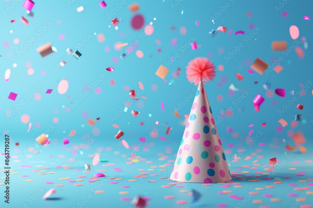 A Festive Party Hat Amidst Confetti A Festive Party Hat Amidst Confetti