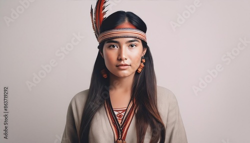 portrait of a Native American Indian in national costume
