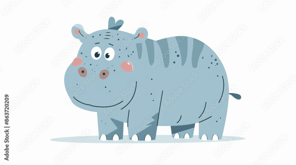 Obraz premium A cartoon rhino is standing in the grass