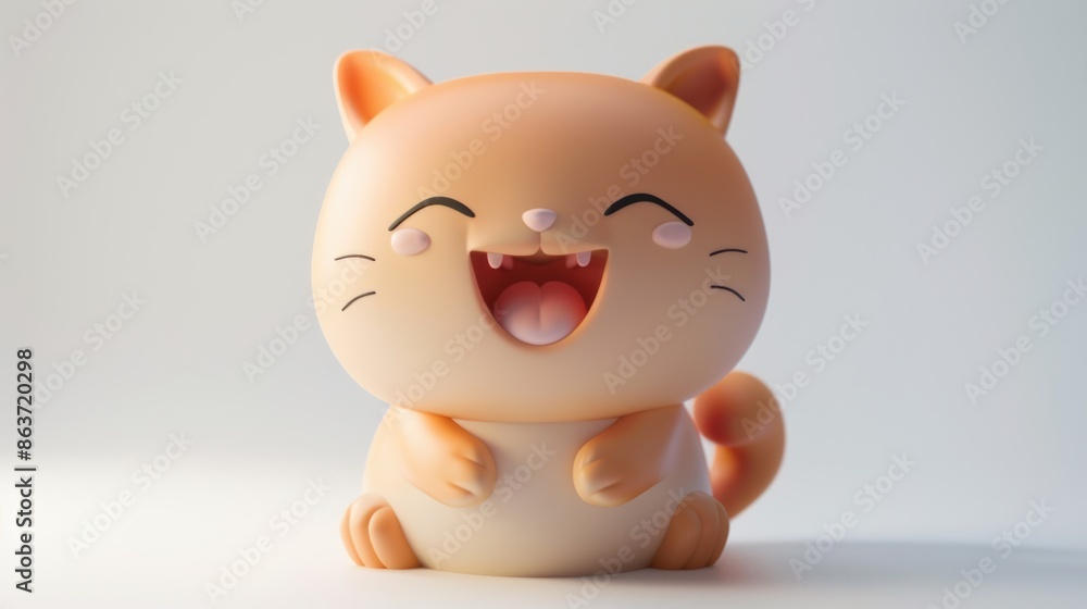 A toy cat sitting on top of a white surface A toy cat sitting on top of a white surface