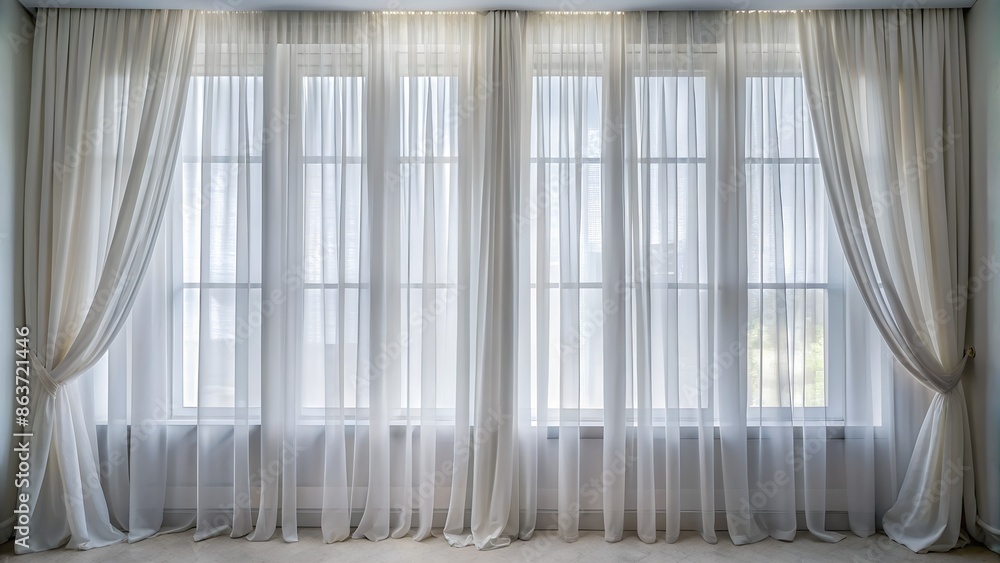 White Curtains Covering Window Background. Perfect for: interior design, home decor White Curtains Covering Window Background. Perfect for: interior design, home decor