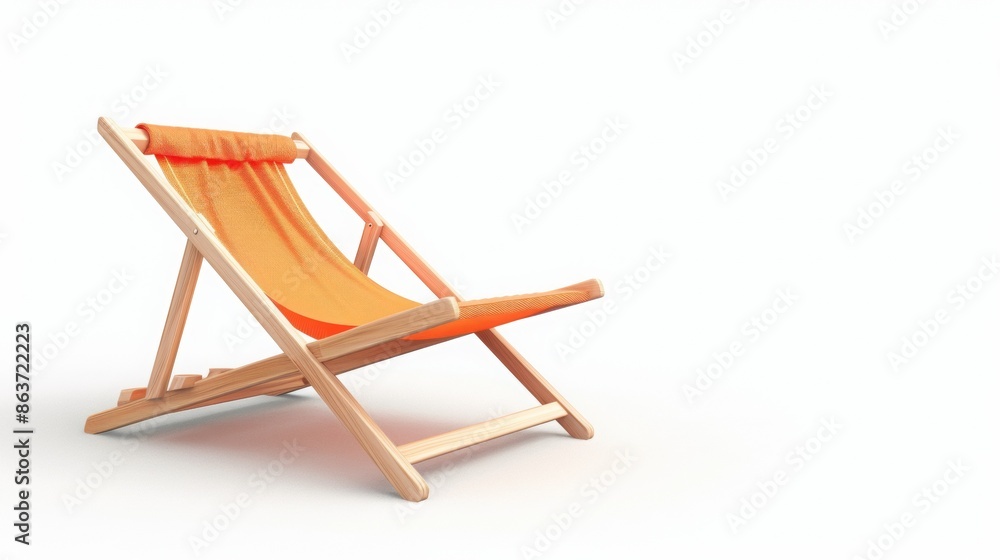 A freestanding wooden chair set against a light background for a summery feel. A freestanding wooden chair set against a light background for a summery feel.