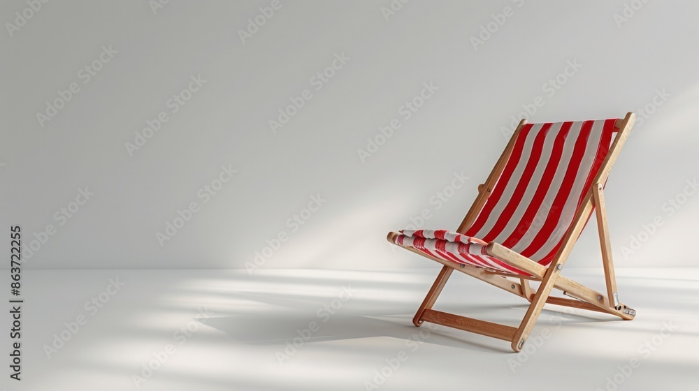 A freestanding wooden chair set against a light background for a summery feel. A freestanding wooden chair set against a light background for a summery feel.