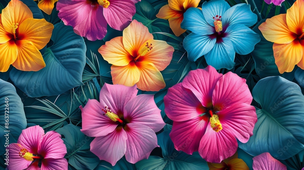 Colorful Tropical Flower Pattern Colorful Tropical Flower Pattern