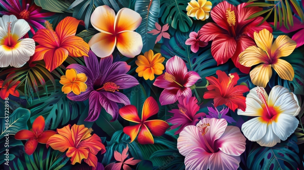 Colorful Tropical Flower Pattern Colorful Tropical Flower Pattern