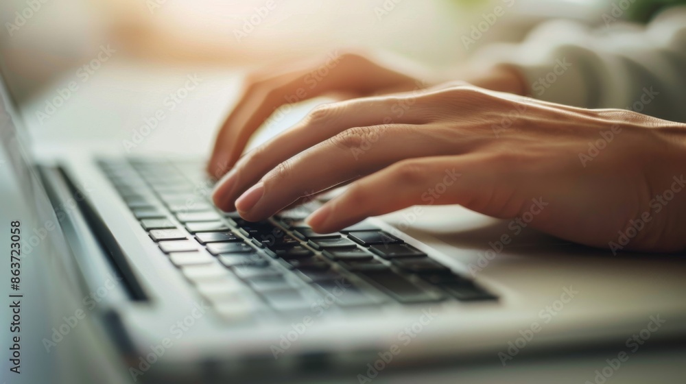 Hands typing on keyboard close up. Illustration generated by ai Hands typing on keyboard close up. Illustration generated by ai