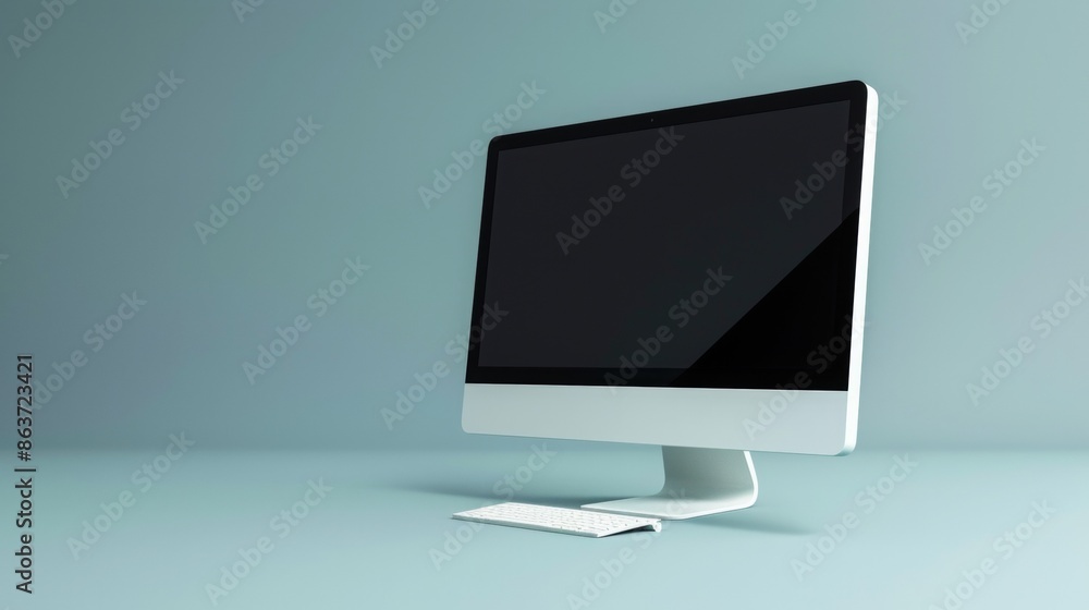 Desktop computer on a blue background Desktop computer on a blue background