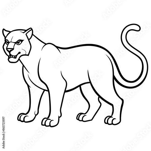 illustration of a cartoon panther vector line art design 