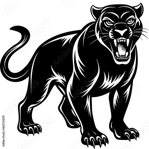a panther is waking on the way vector design 