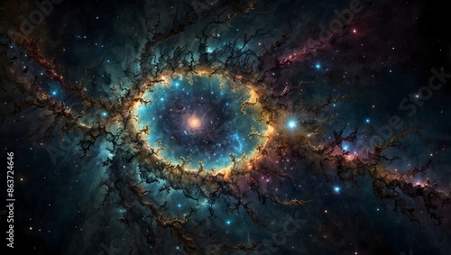 The cosmic wonder of a fractal galaxy through poetic description ai_generated