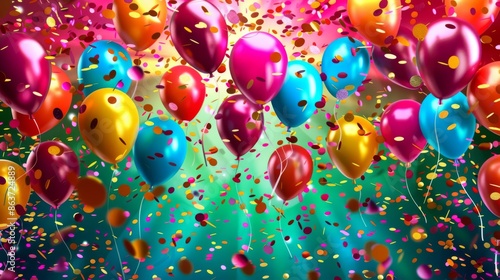 Wallpaper Mural Balloons with confetti celebrate holidays background illustration generated by ai Torontodigital.ca